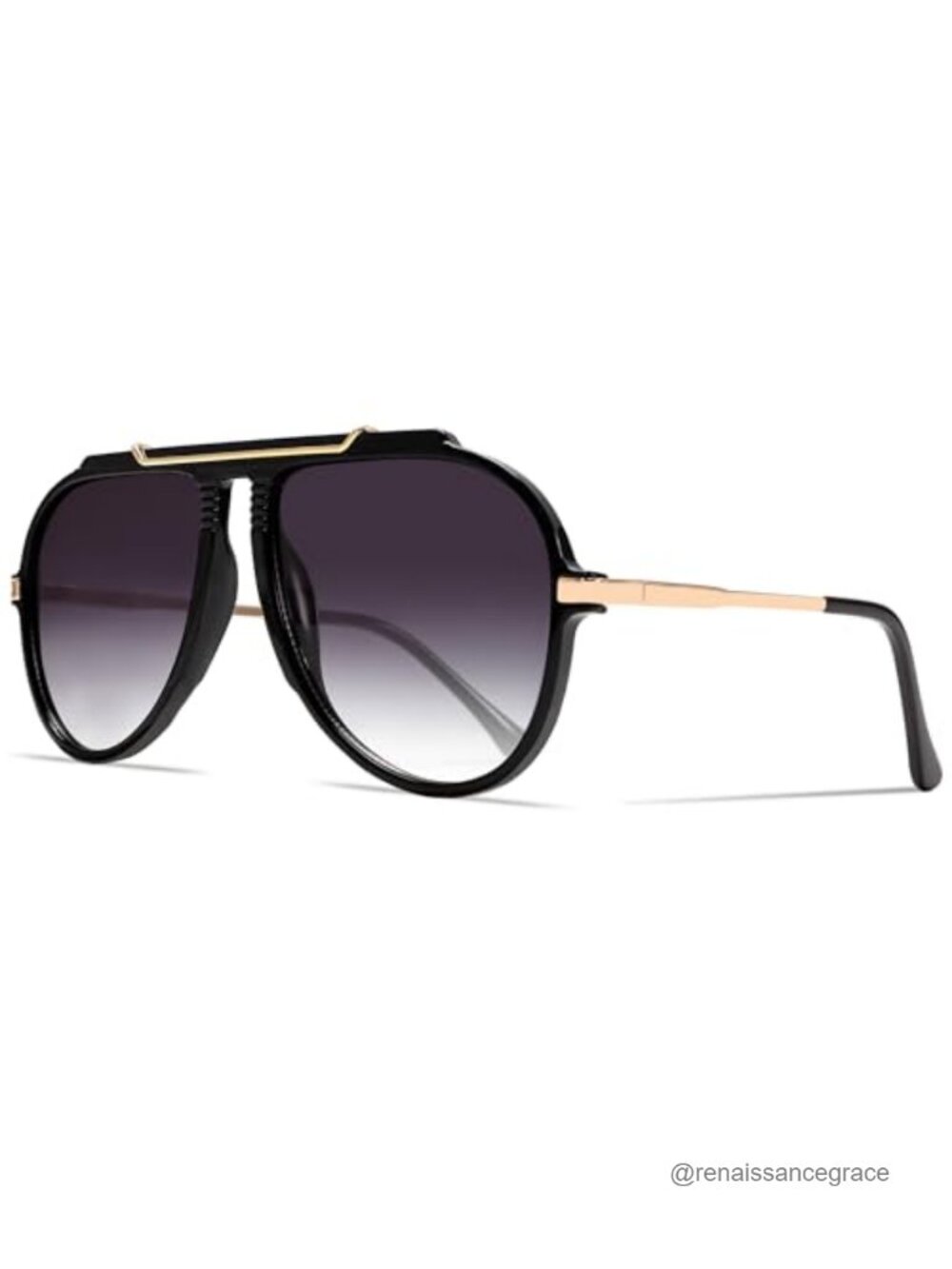 Oversized Aviator Sunglasses Retro Gold Top Bar 70s Vintage UV400